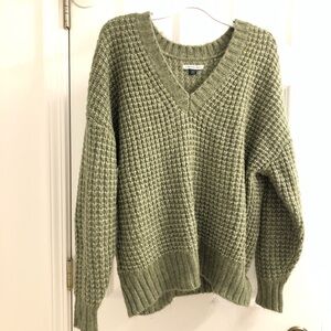 American eagle Olive Green V-Neck Sweater women’s sz XS EUC